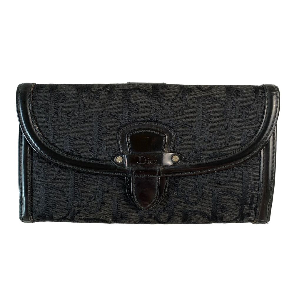 Christian Dior trotter black long wallet Authentic with COA